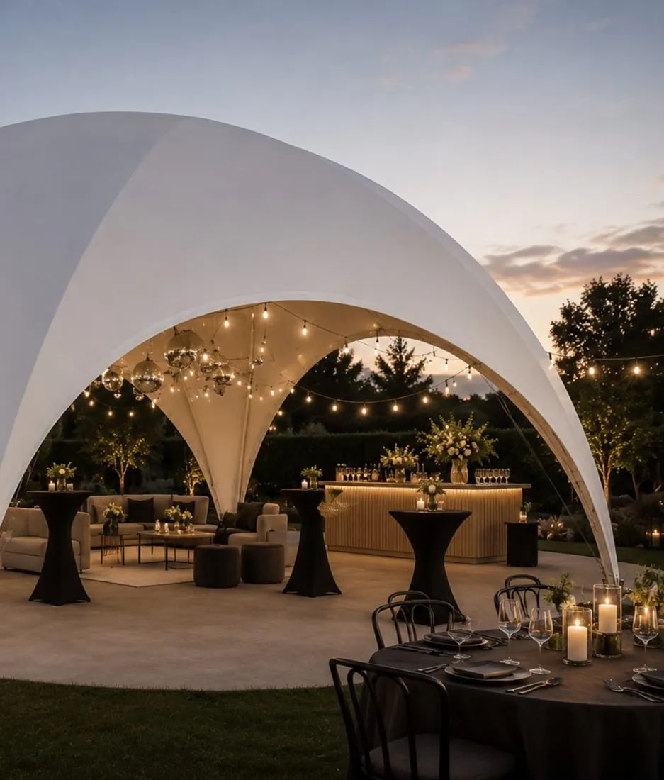 Backyard luxury lounge setup