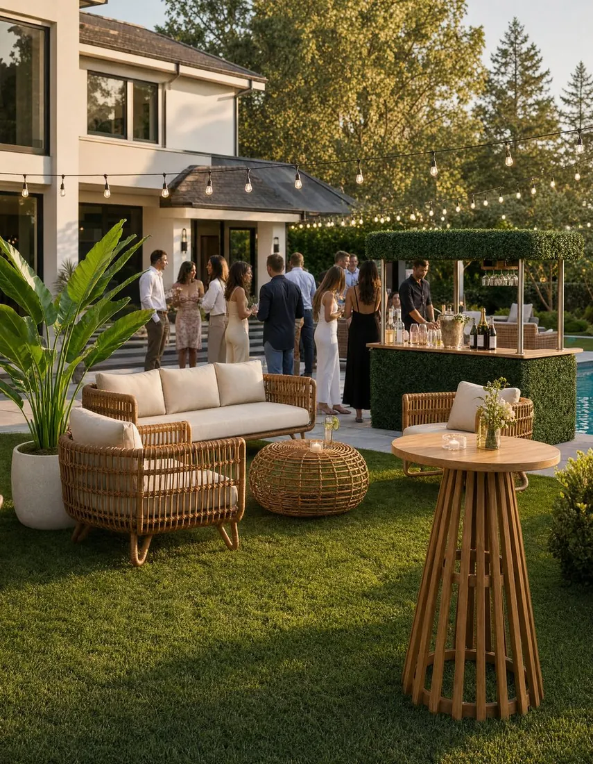 Backyard rattan lounge set-up