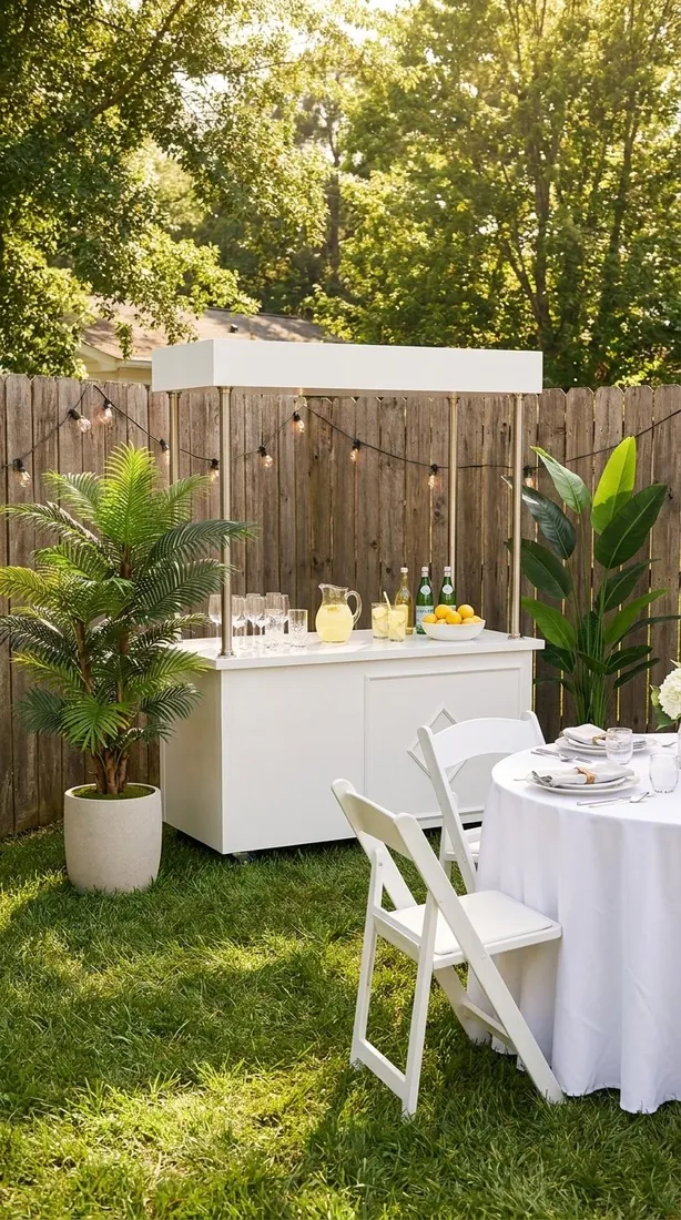White bar backyard setting